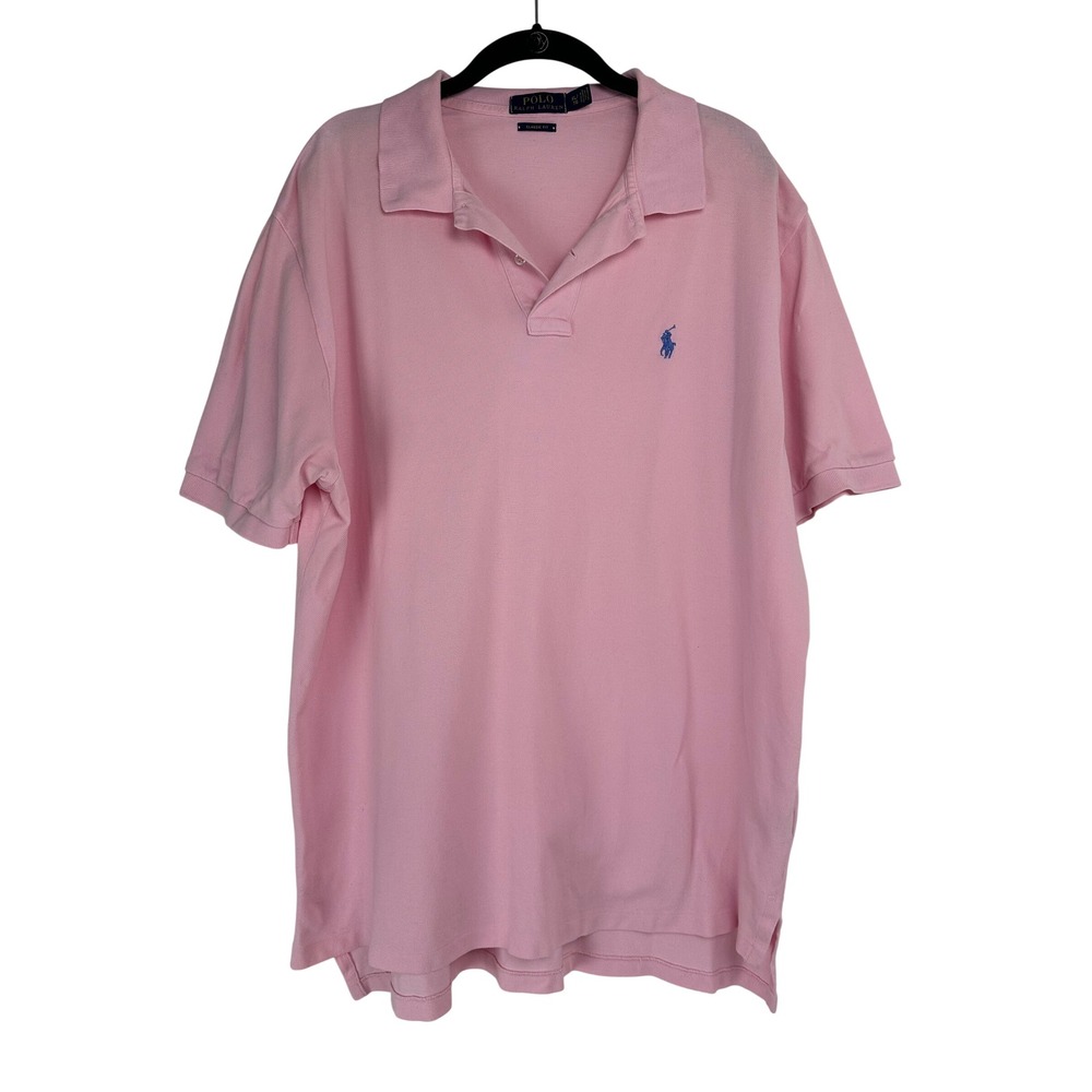 Polo Ralph Lauren Mens XL Pink Pique Shirt Blue Pony Preppy Old Money Collegiate